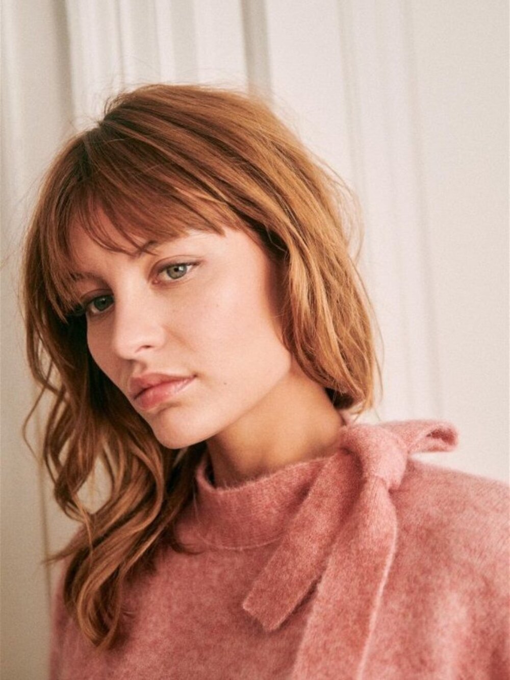 Sezane Zita Jumper Sweater Rosewood Pink Size Small Tie Neck Bow Detail - Picture 8 of 15